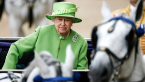 Queen Elizabeth II in a carriage at the Trooping the Colour ceremony